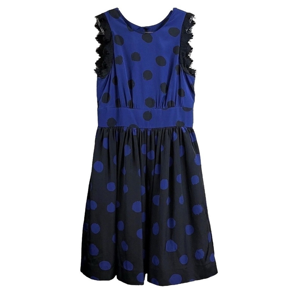 Corey Lynn Calter Anthropologie Polka Dot Lace Backless Dress Blue Black Size 0